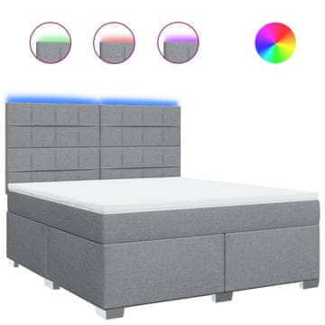 Vidaxl Box spring postelja z vzmetnico svetlo siva 180x200 cm blago