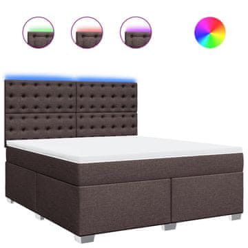 Vidaxl Box spring postelja z vzmetnico temno rjava 180x200 cm blago