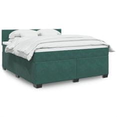 Vidaxl Box spring postelja z vzmetnico temno zelena 180x200 cm žamet