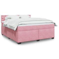 Vidaxl Box spring postelja z vzmetnico roza 180x200 cm žamet