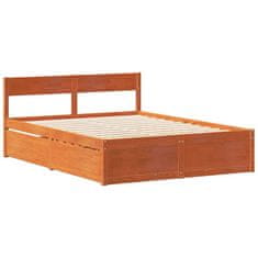 Vidaxl Posteljni okvir brez vzmetnice voščeno rjav 140x190 cm borovina