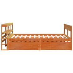 Vidaxl Posteljni okvir brez vzmetnice voščeno rjav 140x190 cm borovina