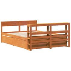 Vidaxl Posteljni okvir brez vzmetnice voščeno rjav 140x190 cm borovina