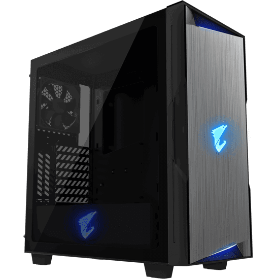 Gigabyte AC300G GLASS USB-C USB 3.1 Gen2 ATX AORUS RGB osvetljeno ohišje, črno