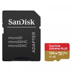 SanDisk Extreme PLUS microSDXC 128GB + SD Adapter branje 200MB/s & pisanje 90MB/s A2 C10 V30 UHS-I U3