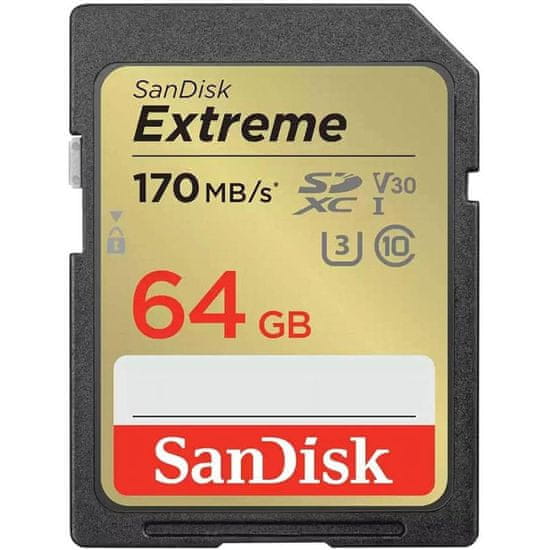 SanDisk Extreme PLUS 32GB SDXC spominska kartica 170MB/s in 80MB/s branje/pisanje, UHS-I, Class 10, U3, V30