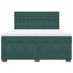Vidaxl Box spring postelja z vzmetnico temno zelena 180x200 cm žamet