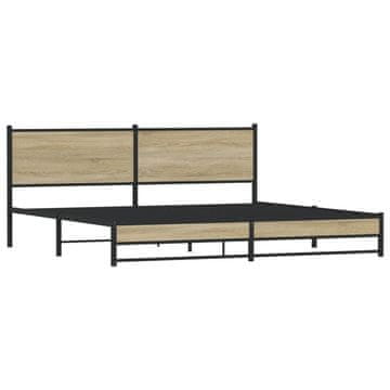 Vidaxl Kovinski posteljni okvir brez vzmetnice sonoma hrast 200x200 cm