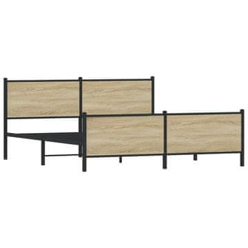 Vidaxl Kovinski posteljni okvir brez vzmetnice sonoma hrast 180x200 cm