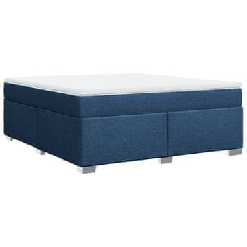 Vidaxl Box spring postelja z vzmetnico modra 180x200 cm blago