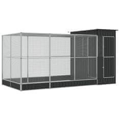 Vidaxl Voliera s podaljškom srebrna 416x203x216 cm jeklo