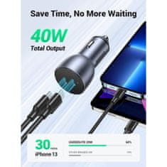 Ugreen Avtopolnilec 2xUSB-C QC 3.0 40W - box
