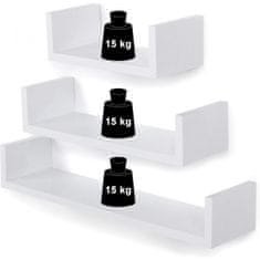 Songmics Komplet 3 plavajočih polic 40 -35 -30cm