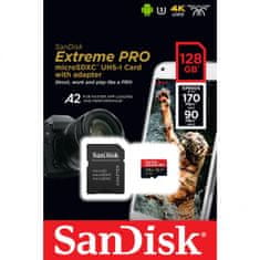 SanDisk Extreme PLUS microSDXC 128GB + SD Adapter branje 200MB/s & pisanje 90MB/s A2 C10 V30 UHS-I U3