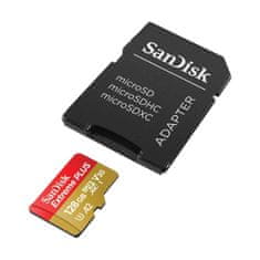SanDisk Extreme PLUS microSDXC 128GB + SD Adapter branje 200MB/s & pisanje 90MB/s A2 C10 V30 UHS-I U3
