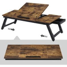 Songmics Miza za prenosnik RUSTIC s predalom rustikalna, LLD110B01