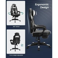 Songmics Gaming stol, črno-bel OBG73BW