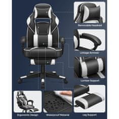 Songmics Gaming stol, črno-bel OBG73BW