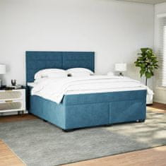 Vidaxl Box spring postelja z vzmetnico modra 180x200 cm žamet