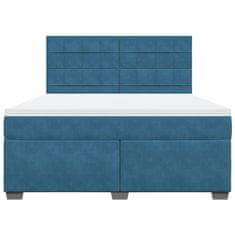 Vidaxl Box spring postelja z vzmetnico modra 180x200 cm žamet