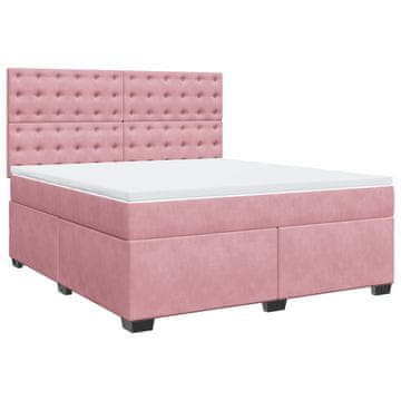 Vidaxl Box spring postelja z vzmetnico roza 180x200 cm žamet