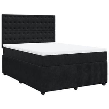 Vidaxl Box spring posteljni z vzmetnico črn 140x190 cm žamet