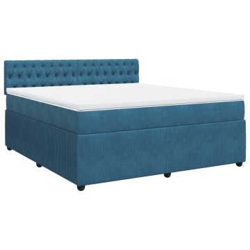 Vidaxl Box spring postelja z vzmetnico modra 180x200 cm žamet