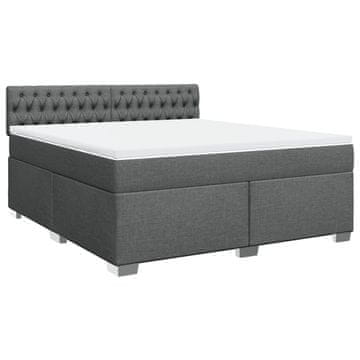 Vidaxl Box spring postelja z vzmetnico temno siva 180x200 cm blago