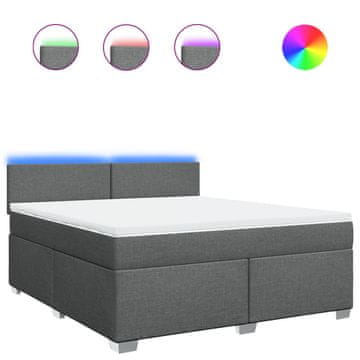Vidaxl Box spring postelja z vzmetnico temno siva 180x200 cm blago