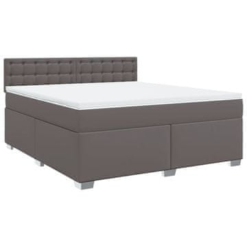 Vidaxl Box spring postelja z vzmetnico siva 180x200 cm umetno usnje