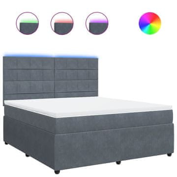 Vidaxl Box spring postelja z vzmetnico temno siva 180x200 cm žamet