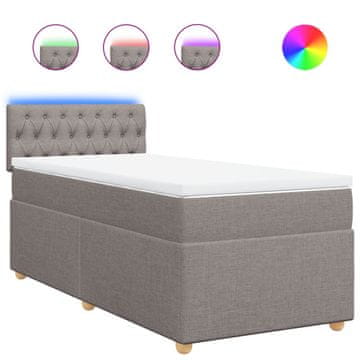 Vidaxl Box spring postelja z vzmetnico taupe 90x200 cm blago