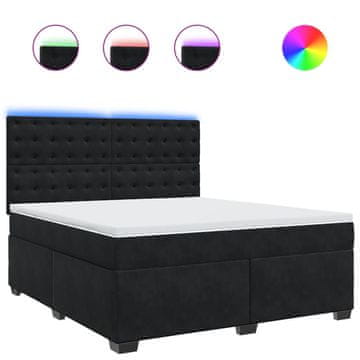 Vidaxl Box spring postelja z vzmetnico črna 180x200 cm žamet