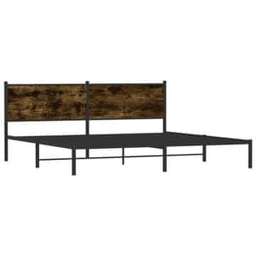 Vidaxl Kovinski posteljni okvir brez vzmetnice dimljen hrast 200x200cm