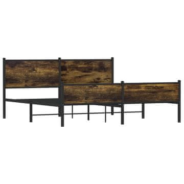 Vidaxl Kovinski posteljni okvir brez vzmetnice dimljen hrast 160x200cm