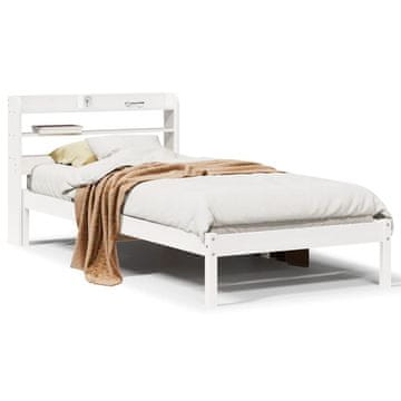 Vidaxl Posteljni okvir brez vzmetnice bel 90x200 cm trdna borovina