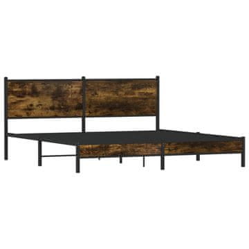 Vidaxl Kovinski posteljni okvir brez vzmetnice dimljen hrast 183x213cm