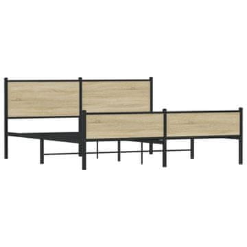 Vidaxl Kovinski posteljni okvir brez vzmetnice sonoma hrast 183x213 cm