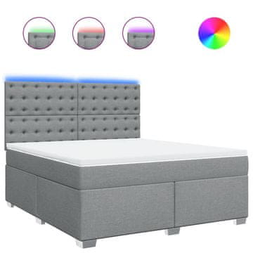Vidaxl Box spring postelja z vzmetnico svetlo siva 180x200 cm blago