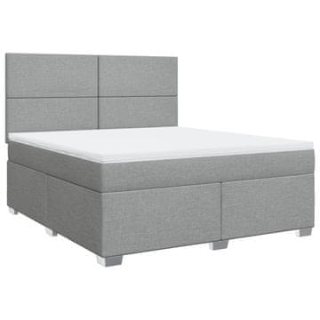 Vidaxl Box spring postelja z vzmetnico svetlo siva 180x200 cm blago