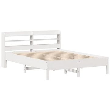 Vidaxl Posteljni okvir brez vzmetnice bel 135x190 cm trdna borovina