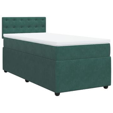 Vidaxl Box spring postelja z vzmetnico temno zelen 90x190 cm žamet