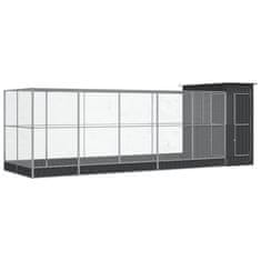 Vidaxl Voliera s podaljškom srebrna 623x203x216 cm jeklo