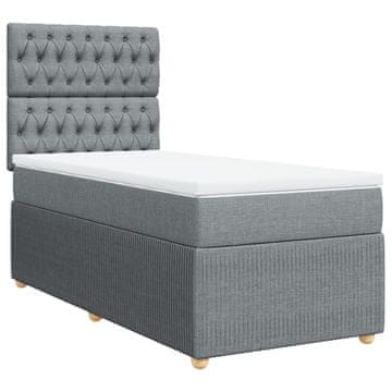 Vidaxl Box spring postelja z vzmetnico svetlo siva 90x200 cm blago