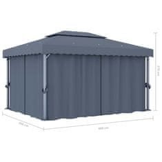 Vidaxl Paviljon z zaveso 4x3 m antraciten aluminij