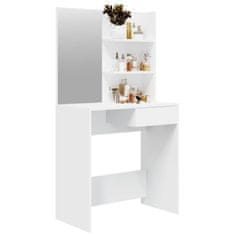 Vidaxl Toaletna mizica z ogledalom bela 74,5x40x141 cm
