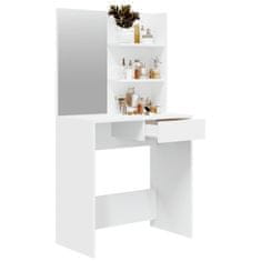 Vidaxl Toaletna mizica z ogledalom bela 74,5x40x141 cm