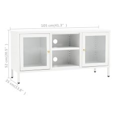 Vidaxl TV omarica bela 105x35x52 cm jeklo in steklo
