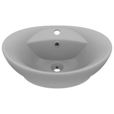 Vidaxl Razkošen umivalnik ovalen mat svetlo siv 58,5x39 cm keramika