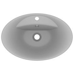 Vidaxl Razkošen umivalnik ovalen mat svetlo siv 58,5x39 cm keramika